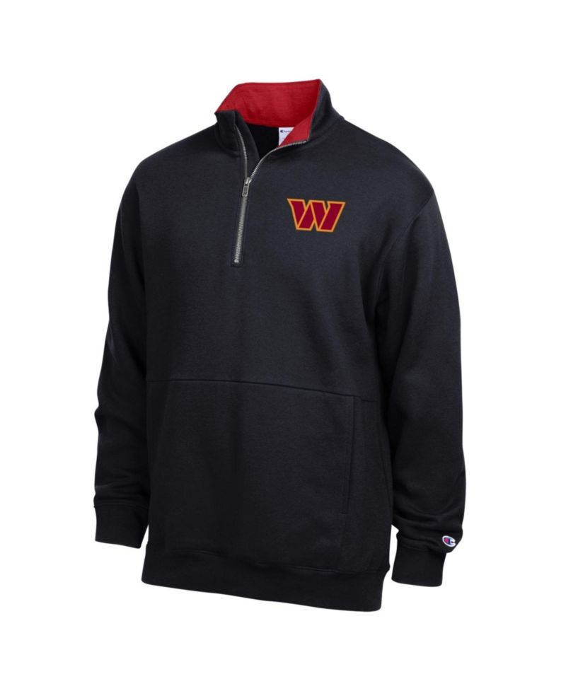 Men's Black/Burgundy Washington Commanders Fleece Quarter-Zip Pullover