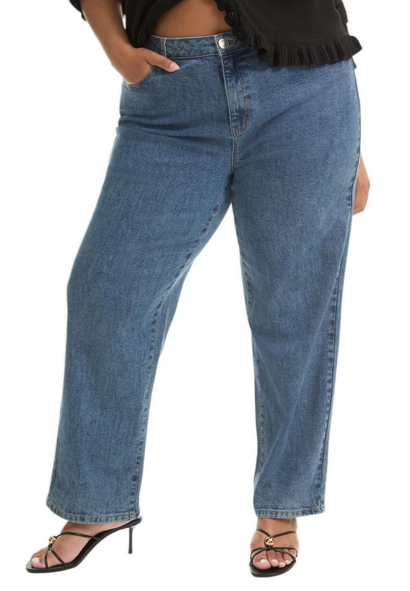 Women's June and Vie Curvie-Fit High-Rise Straight-Leg Stretch Jeans