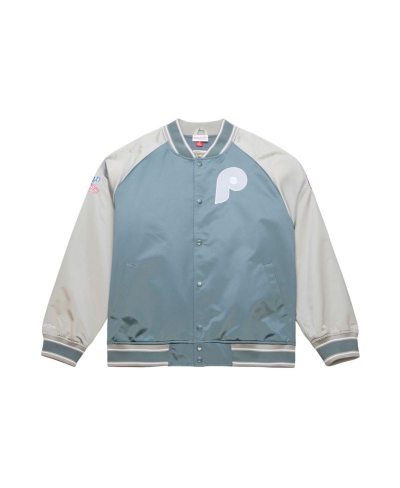 Men's Gray Philadelphia Phillies Thunderstorm Head Coach Lightweight Satin Full-Snap Jacket