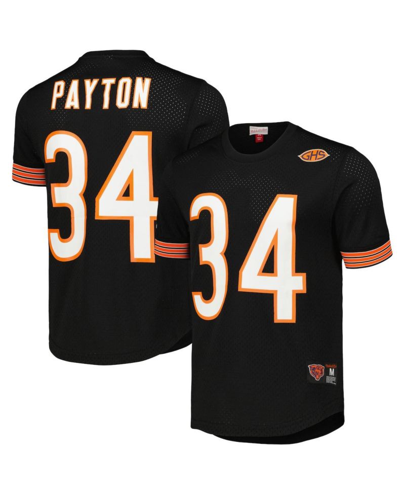 Men's Walter Payton Black Chicago Bears Retired Player Name and Number Mesh Top