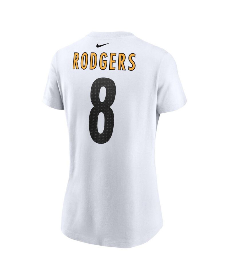 Women's Aaron Rodgers White Pittsburgh Steelers Name & Number T-Shirt