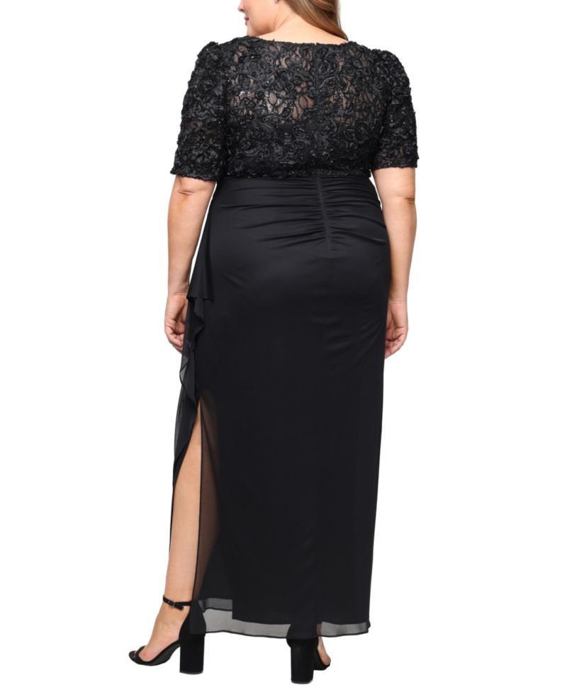 Plus Size Soutache Embellished Short-Sleeve Gown