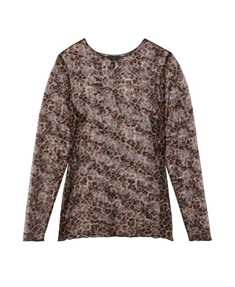Women's Plus Size Sheer Lace Crew Long Sleeve Top