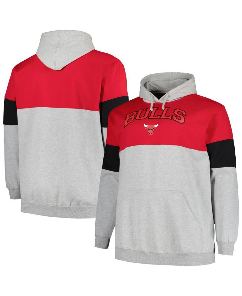 Men's Red, Black Chicago Bulls Big and Tall Pullover Hoodie