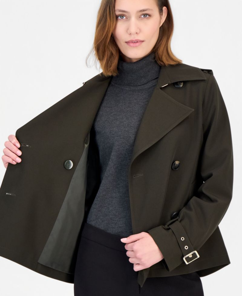 MICHAEL Women's Drapey Short Trench Coat, Created for Macy's