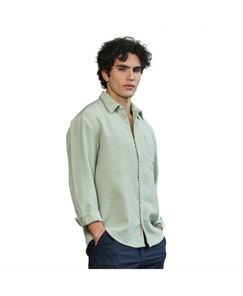 Men's Sage Green Modular Solid Oversized Shirt