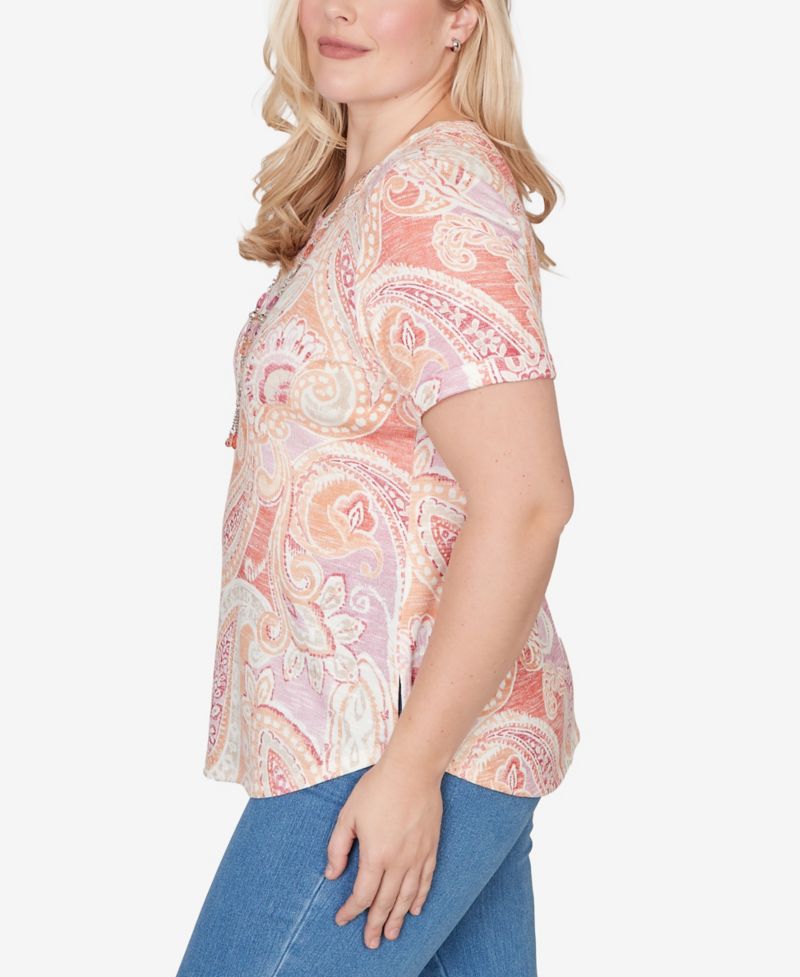 Women's Beachcomber Paisley Short-Sleeve T-Shirt with Necklace