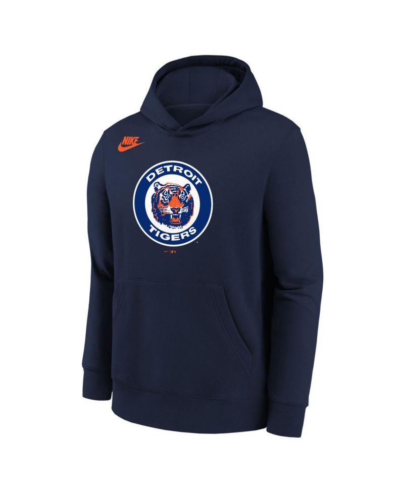 Big Boys and Girls Athletic Navy Detroit Tigers Club Fleece Hoodie