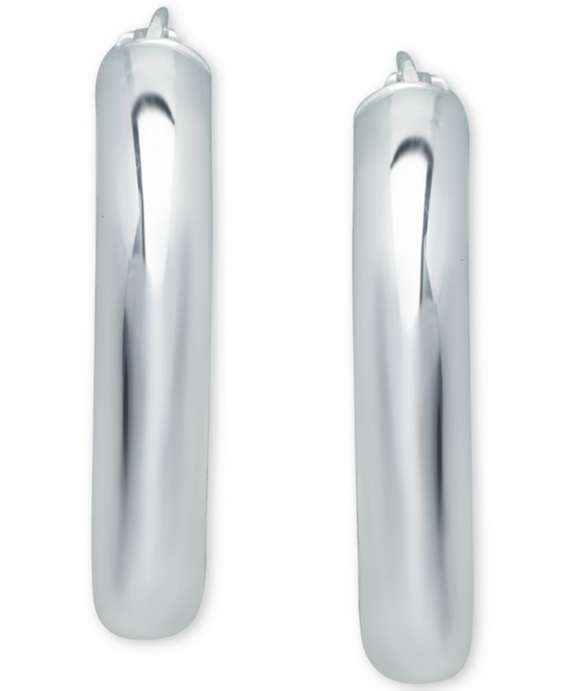 Medium Polished Hoop Earrings in Sterling Silver, 35mm