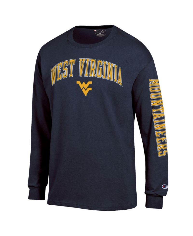 Men's Gold West Virginia Mountaineers Arch Over Logo 2-Hit Long Sleeve T-Shirt