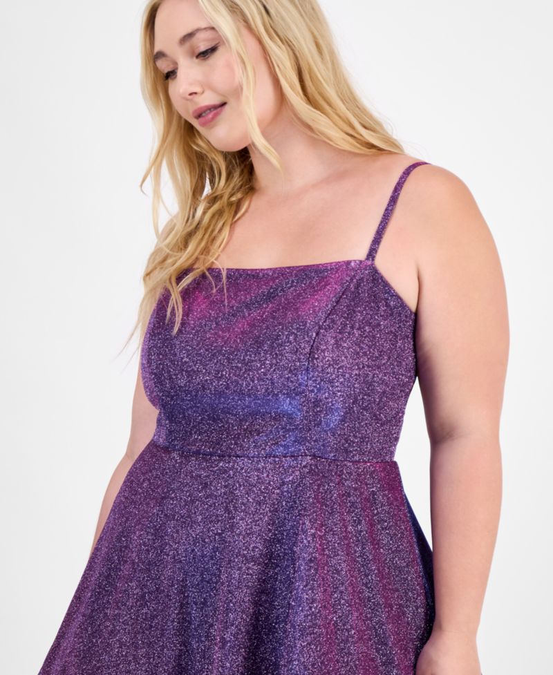 Trendy Plus Size Fit & Flare Glitter Dress