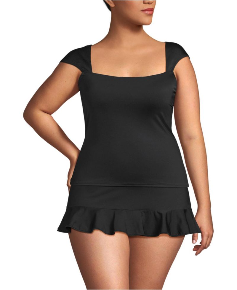 Plus Size Square Neck Underwire Tankini Top