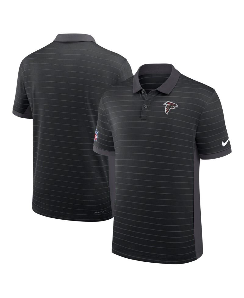 Men's Black Atlanta Falcons Sideline Victory Stripe Performance Polo Shirt