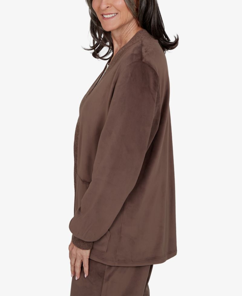Petite Shawl-Collar Pocket Long-Sleeve Cardigan Sweater