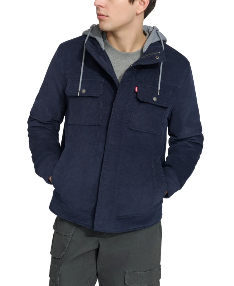 Men's Hooded Corduroy Zip Jacket