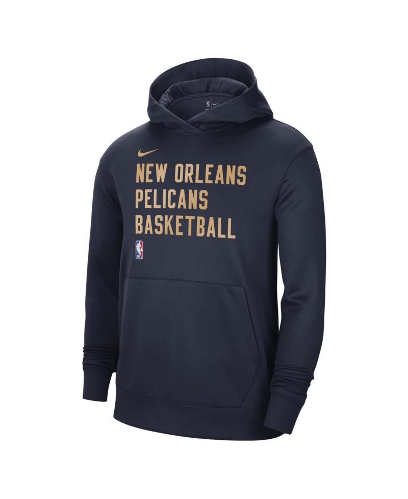 Men's and Women's Navy New Orleans Pelicans 2023/24 Performance Spotlight On-Court Practice Pullover Hoodie