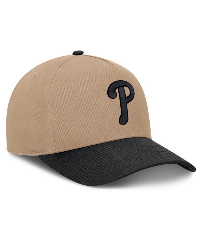 Men's Khaki/Black Philadelphia Phillies Two-Tone Rise A-Frame Adjustable Hat