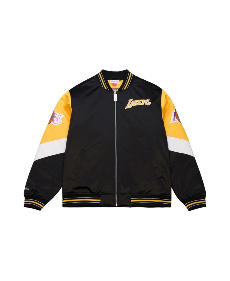 Men's Black Los Angeles Lakers Throw It Back Heavyweight Full-Zip Satin Jacket
