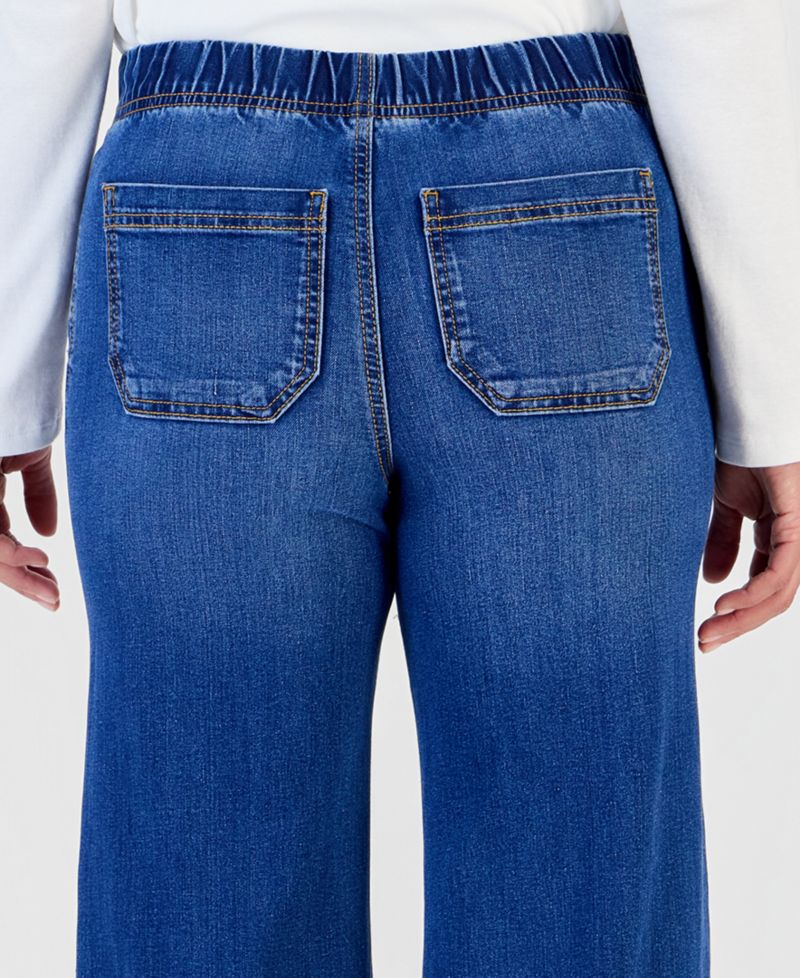 Petite High-Rise Wide-Leg Pull-On Jeans