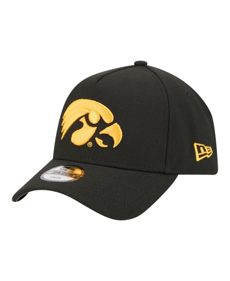 Big Boys and Girls Black Iowa Hawkeyes 9FORTY A-Frame Adjustable Hat