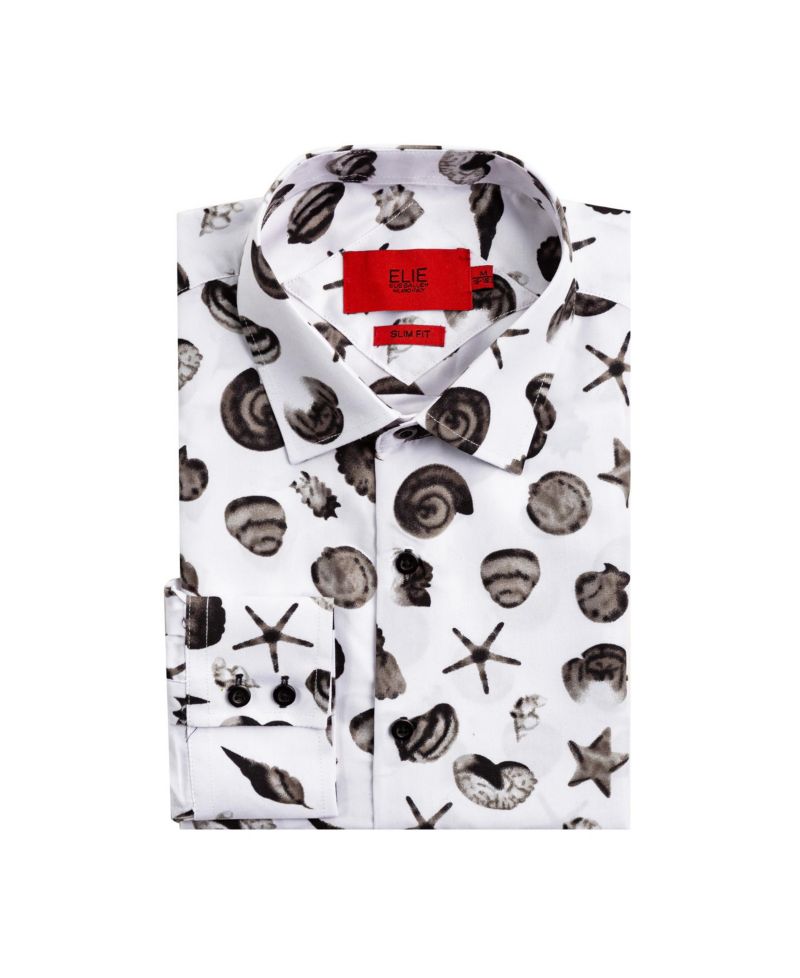 Big Boys Slim Fit Sea Shell Print Shirt