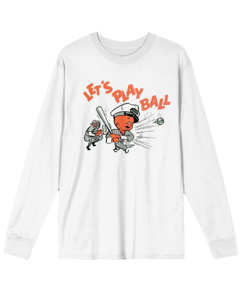 Men's Let's Play Ball Crew Neck Long Sleeve Tee