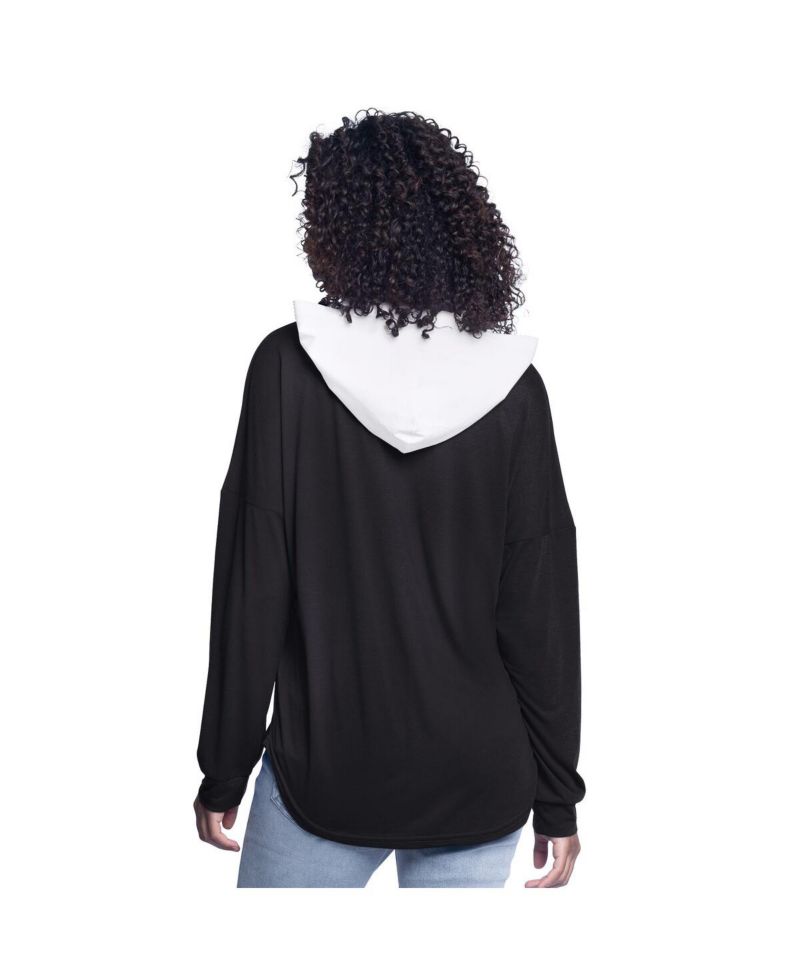 Women's Black Sacramento Kings Bench Player Oversized Long Sleeve Hooded Top