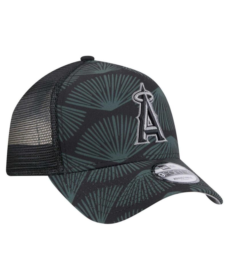 Men's Black Los Angeles Angels 9FORTY A-Frame Trucker Adjustable Hat