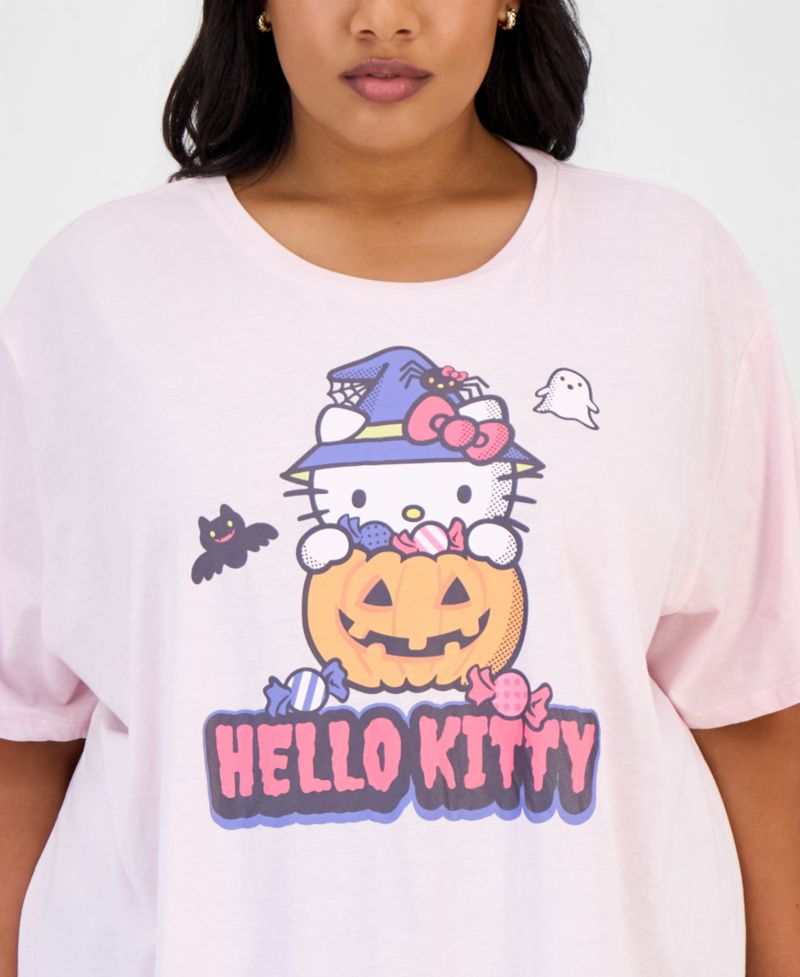 Trendy Plus Size Hello Kitty Halloween Graphic T-Shirt
