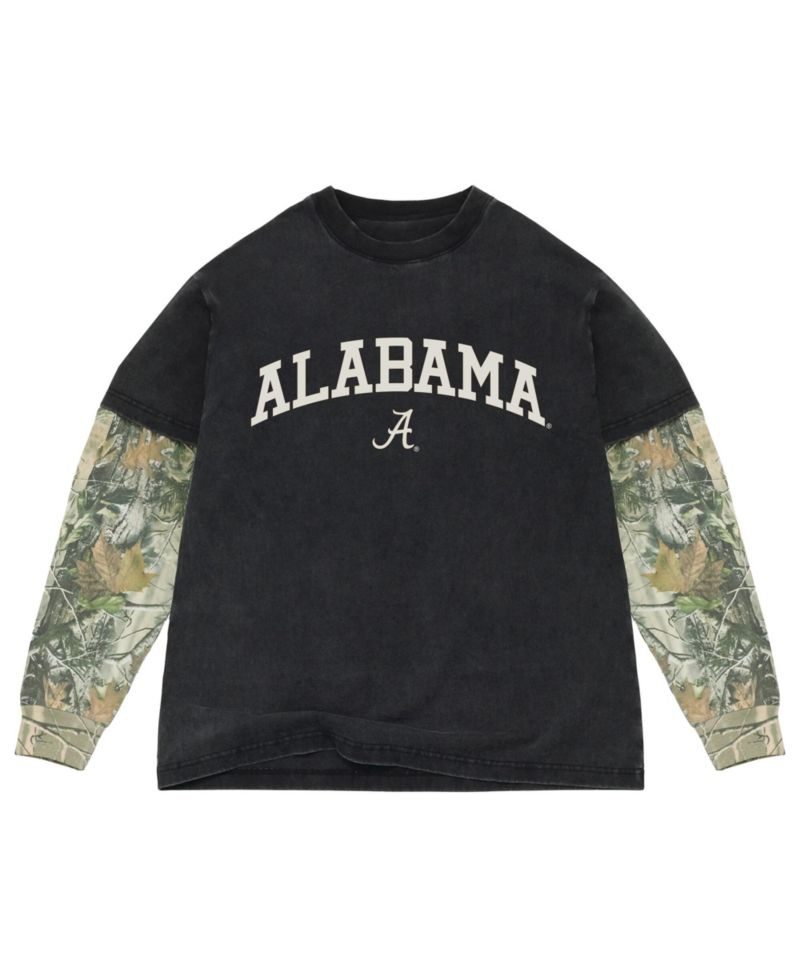 Men's Black/Camo Alabama Crimson Tide Back Bay Twofer Heavyweight Long Sleeve T-Shirt