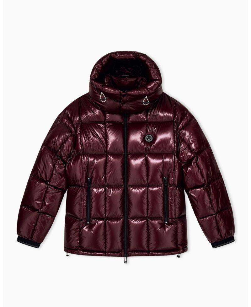 Men's Nylon Metallic Shine Down Hood with Jacket