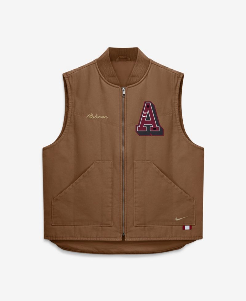 Men's Brown Alabama Crimson Tide Academic Padded Full-Zip Vest