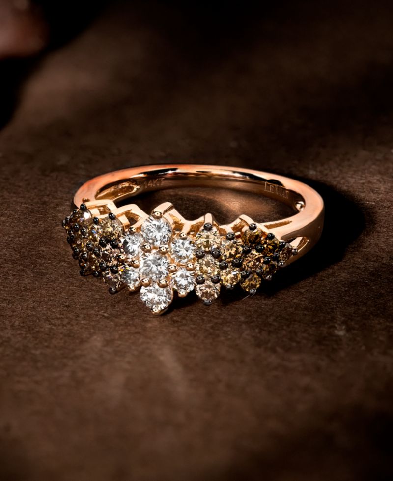 Chocolate Ombr&eacute; Diamond Cluster Ring (1 ct. t.w.) in 14k Rose Gold, White Gold or Yellow Gold