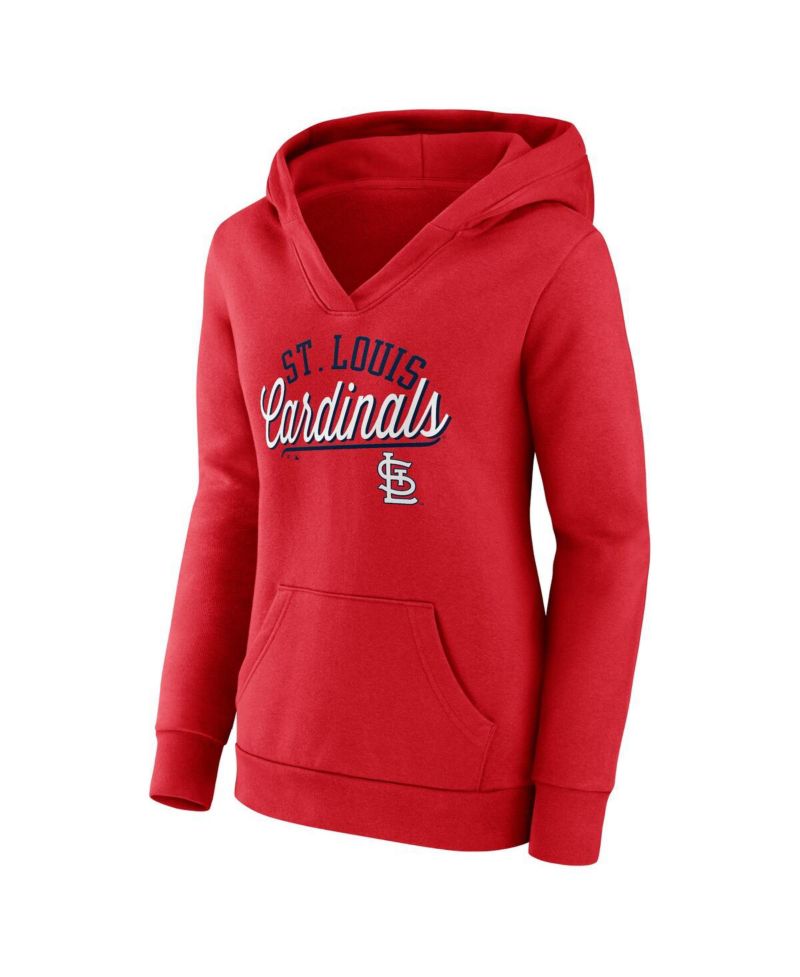 Women's Red St. Louis Cardinals Simplicity Crossover V-Neck Pullover Hoodie