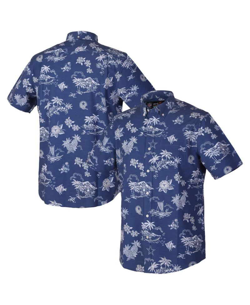 Men's Navy Dallas Cowboys Throwback Kekai Performance Button-Down Shirt