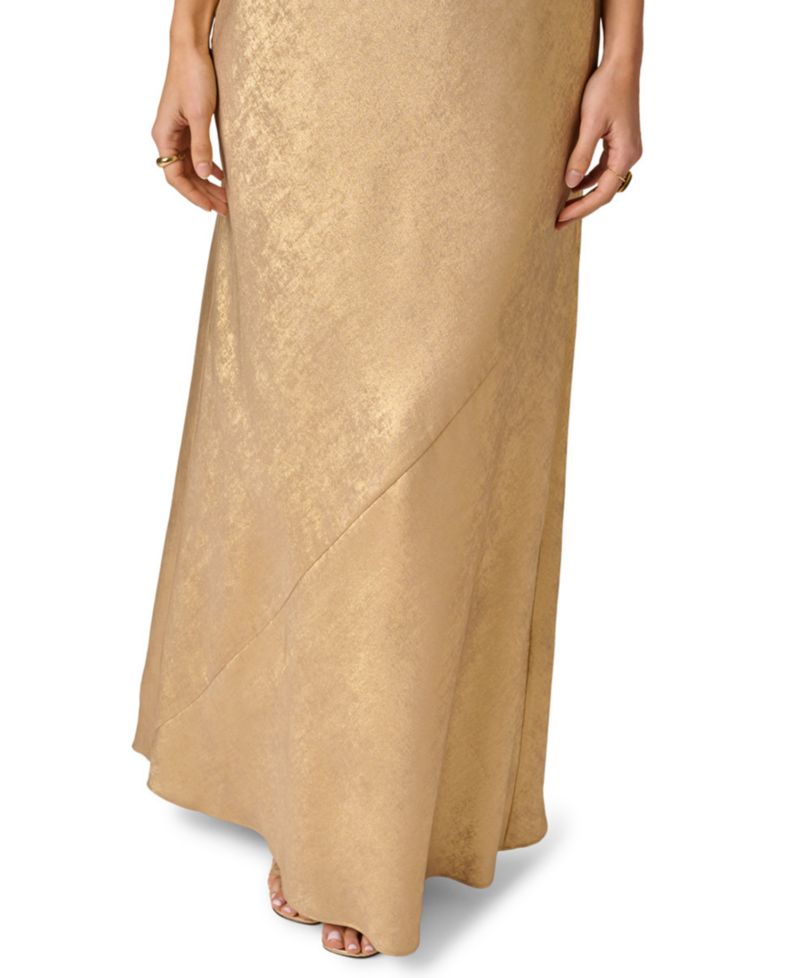 Women's Foiled Chiffon Cowl Neck Long Dress