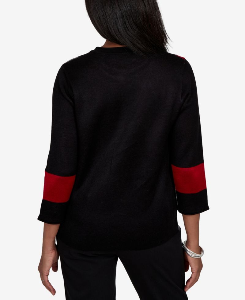 Petite 3/4-Sleeve Crewneck Colorblock Sweater
