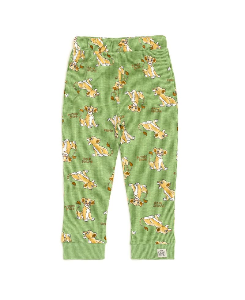Toddler Boys Mickey Mouse Lion King Winnie the Pooh Waffle Knit Drop Shoulder Sweatshirt and Jogger Pants Set