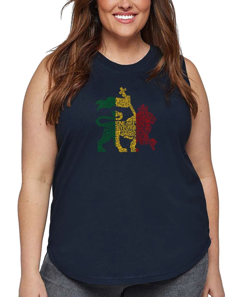 Plus Size Lion One Love Word Art Tank Top