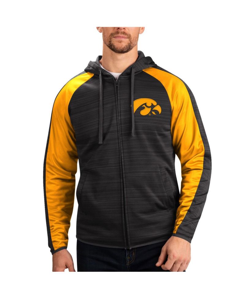 Men's Black Iowa Hawkeyes Neutral Zone Raglan Full-Zip Track Jacket Hoodie