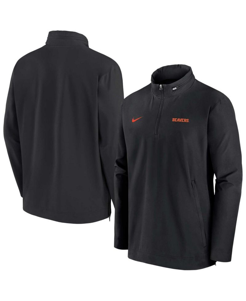Men's Black Oregon State Beavers 2024 Sideline Coach Quarter-Zip Hoodie Jacket