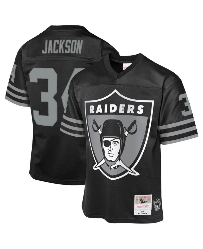 Big Boys and Girls Bo Jackson Black Las Vegas Raiders 1988 Throwback Fashion Jersey