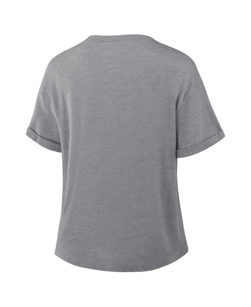 Women's Heather Gray Cincinnati Bengals Pennant Wave Tribute Tri-Blend Boxy T-Shirt