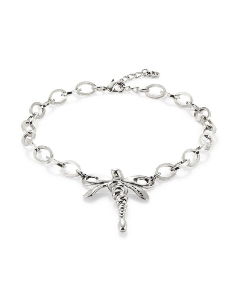 Sterling Silver Plated Central Dragonfly Shaped Necklace