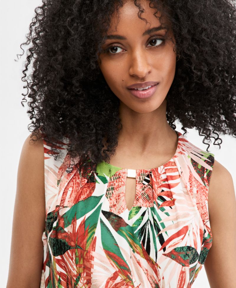 Women's Pleated Keyhole Top