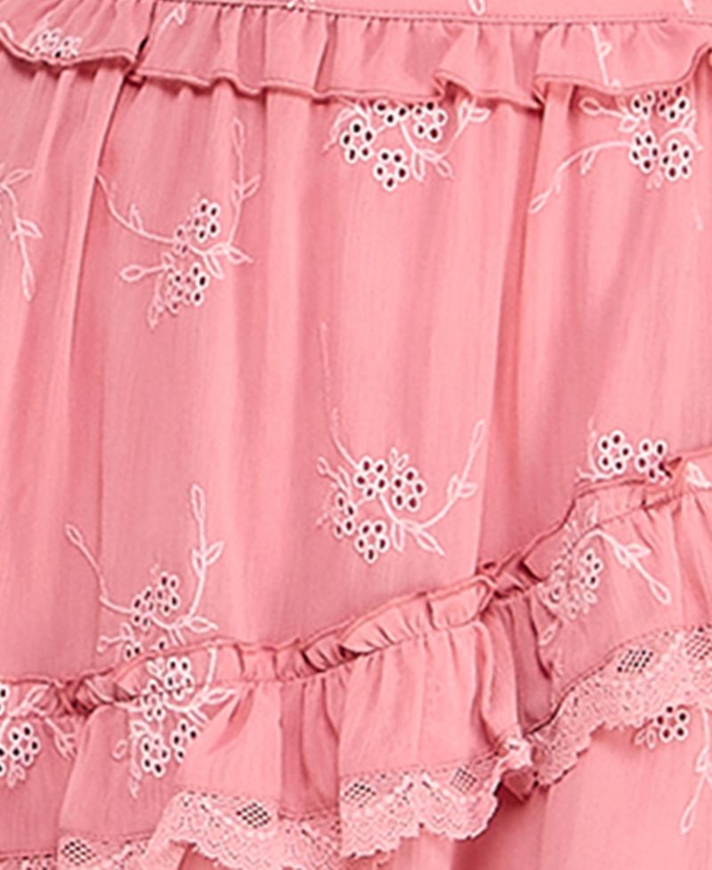 Juniors' Sweetheart Neck Embroidered Short Dress