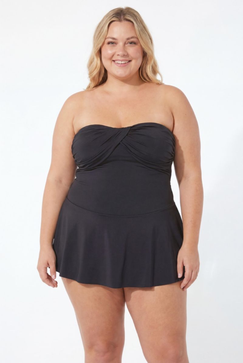 Women's Ruched Skirted Bandeau Swimdress