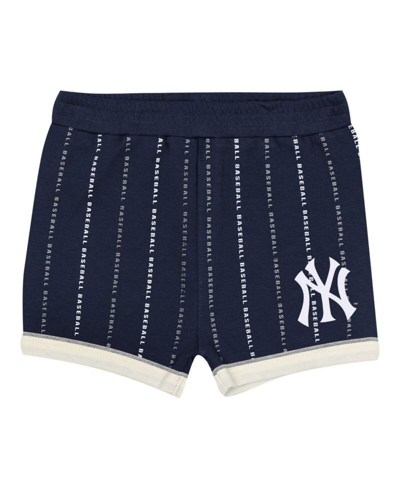 Baby Boys and Girls 2-Piece White/Navy New York Yankees Lead Run Diaper Cover Bodysuit and Shorts Set