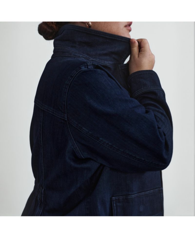 Plus Size Denim Utility Jacket