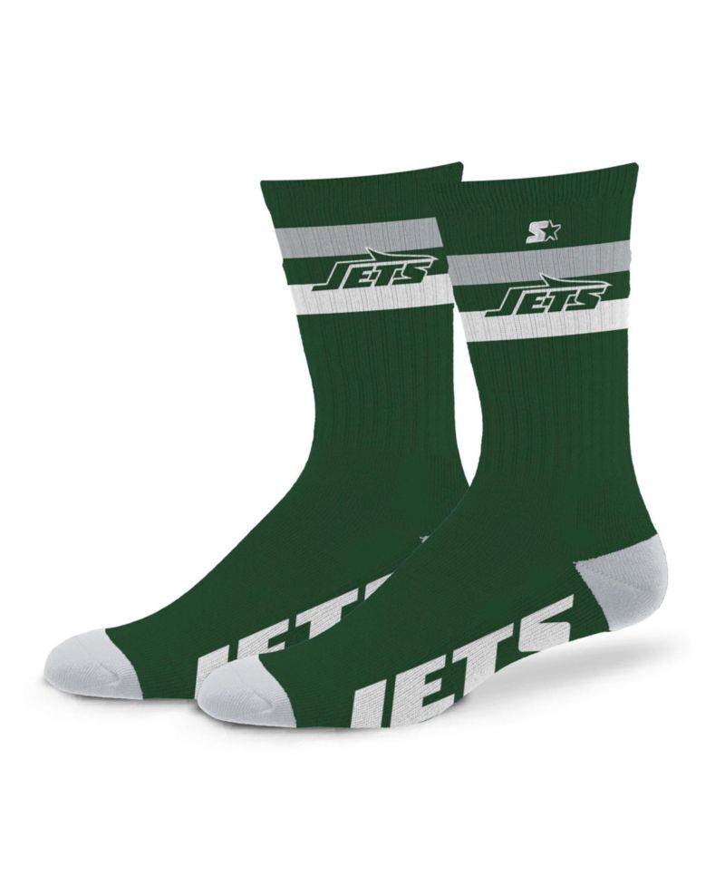 Men's and Women's New York Jets Team Color Two-Stripe Crew Socks